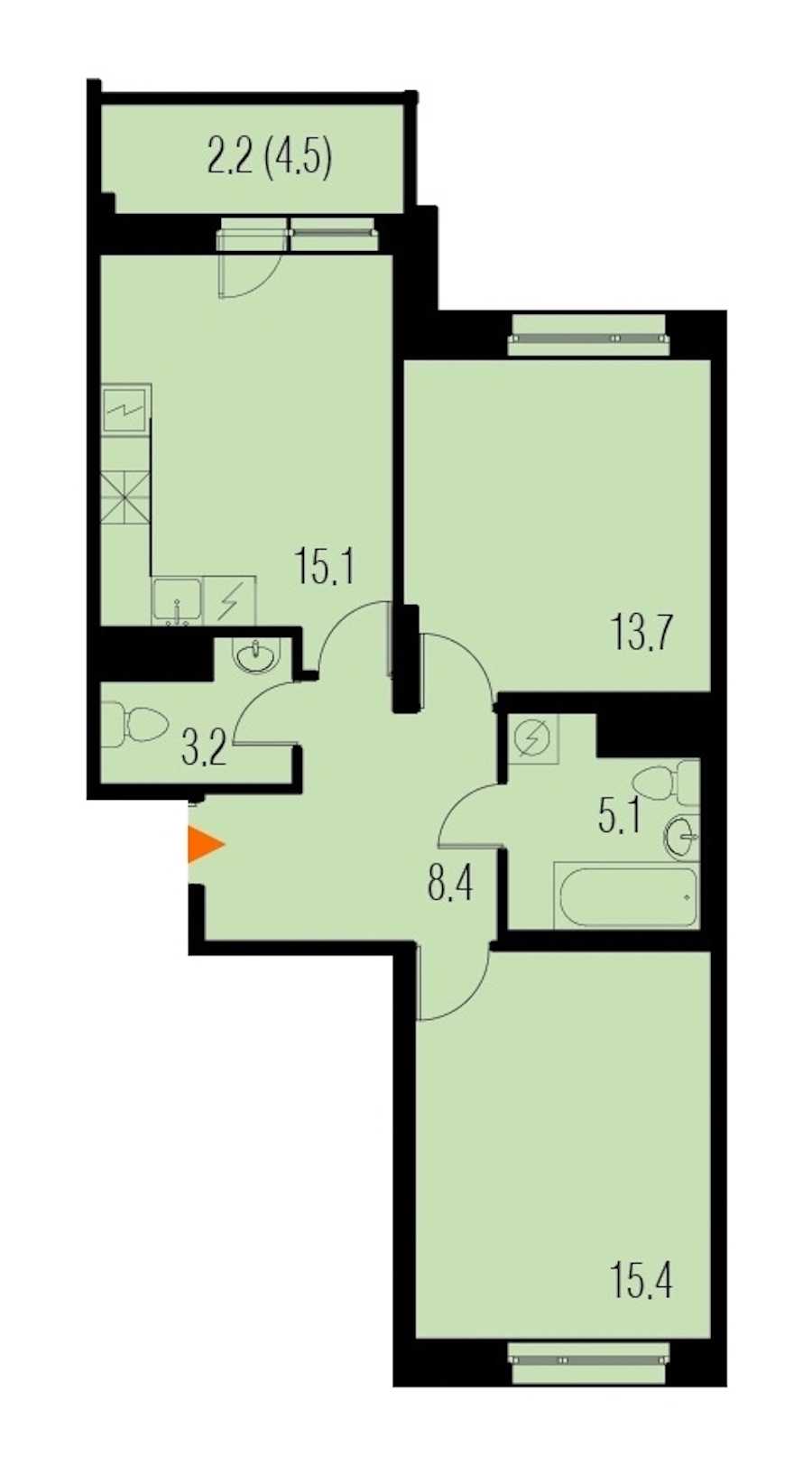 Двухкомнатная квартира в : площадь 63.6 м2 , этаж: 18 – купить в Санкт-Петербурге